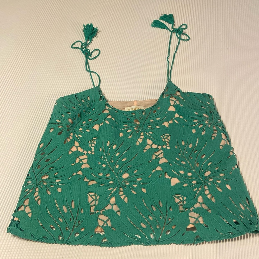 Judith March Lace Overlay Adjustable strap top Green Large